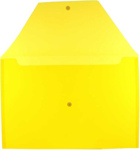 Miniatura 2 de JAM PAPER Sobres de plástico con cierre a presión, folleto legal, 9 34 x 14 12, amarillo, paquete de 12