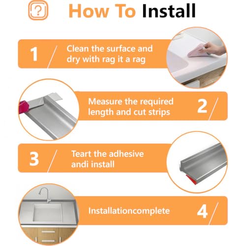 Image of HASTHIP 1.5M /59 inch Water Stopper - Silicon Water Stopper with Glue Collapsible Waters Dam Barrier Sink Splash Guard Strip Shower Waters Stoppers for Kitchen Sink, Grey