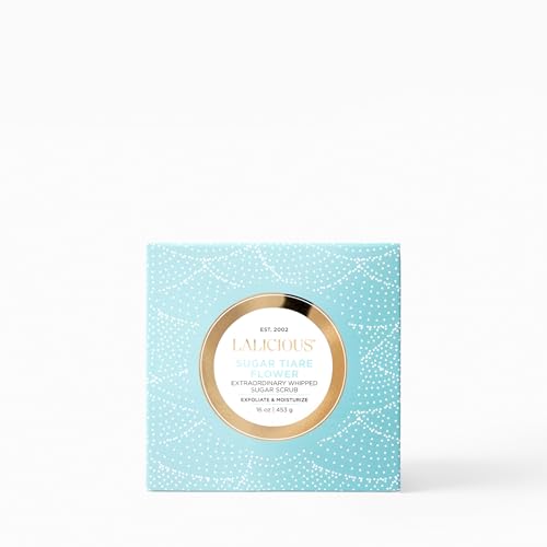 Image of LALICIOUS Sugar Tiare Flower Exfoliating Body Scrub, Moisturizing Whipped Exfoliator, Pre-Shave Scrub for Ingrown Hairs & Razor Bumps, Gently Buffs & Smooths Sensitive Skin | No Parabens | Large 16oz
