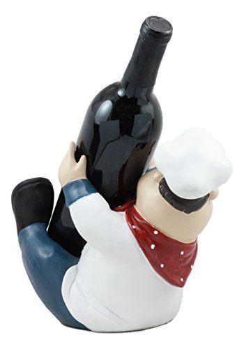 Ebros For The Love Of Wine Fat Chef Marco Hugging Wine Bottle Holder Figurine Kitchen Countertop Wine Cellar Hosting Table Decor Piece #TOP3