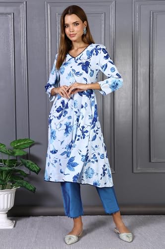 Image of W for Woman Schiffli Embroidered Straight Rayon Kurta