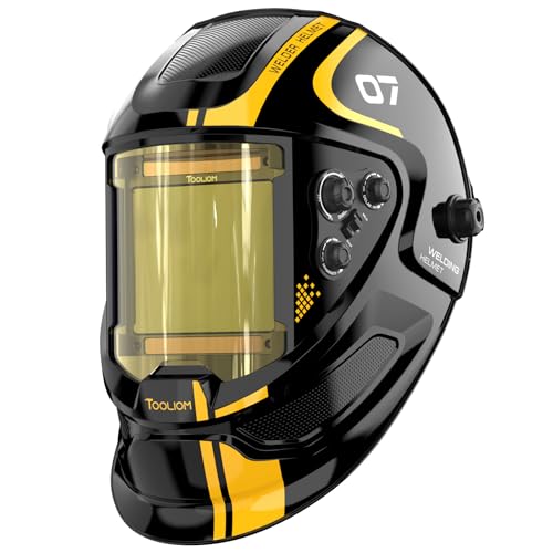TOOLIOM Large Viewing 3.94'x3.66' Welding Helmet True Color Auto Darkening Welding Mask Solar Powered Shade 3.5/5-9/9-13 Welder Helmet for TIG MIG Stick Cut Grind