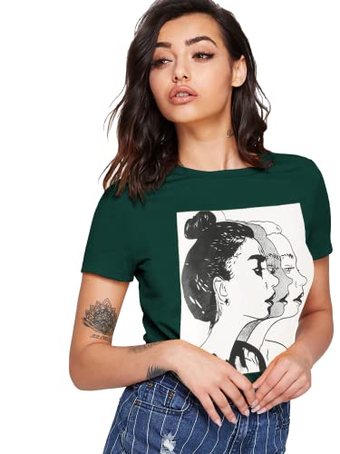 Image of Fabricorn Plain Printed Cotton Tshirt for Women