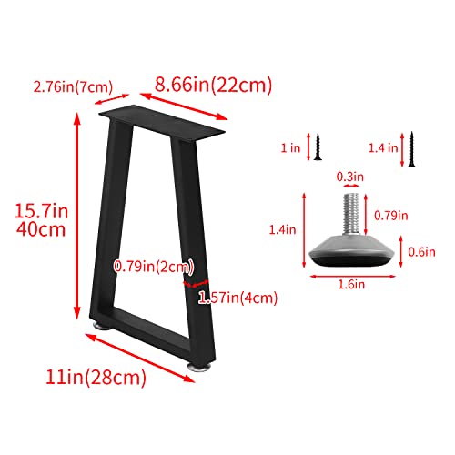 Yidi Furniture Legs 16 Inch Trapezoid Heavy Duty Sofa Legs Bench Legs Adjustable Metal Coffee Table Legs Set Of 2 Mid Century Home Diy Projects Black Legs Furniture 2Pcs Black 15.7" H×11" W #TOP1