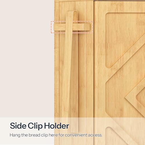 HOOBRO Bamboo Bread Box, Corner Bread Box for Kitchen Countertop, Large Capacity 2-Tier Bread Container, Bread Storage Container with Removable Shelf and Clip Holder, for Dining Room, Natural YL17MB01 by HOOBRO - Image 8