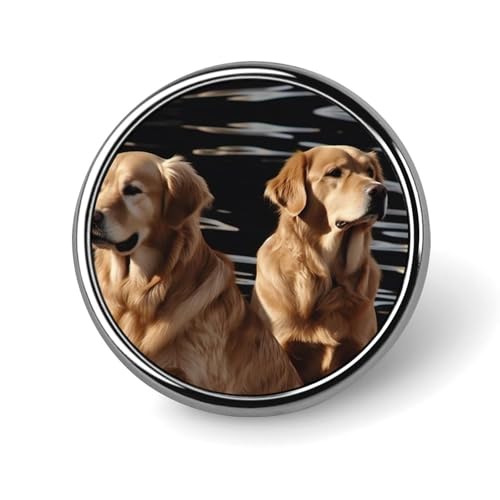 Aluminium Alloy Round Badge Brooch Pins for Men Golden Retrievers Brooches Elegant Pin for Women Fashion Button Badges Brooch Badge for Hats Jackets Shirts