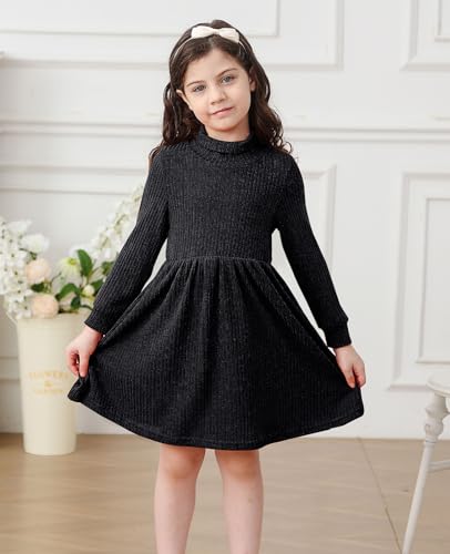 Vieille Toddler Baby Girls Fall Clothes Soft Knit Turtleneck Sweater Dress Long Sleeve Winter Outfits 2-6 Years4