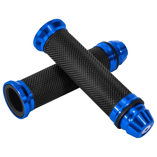Tunejoy Puños de Manillar de Motocicleta 22mm Universal Empuñaduras de Manillar de Motocicleta de Goma Antideslizantes para Moto Scooter Quad Dirt Bike Azul