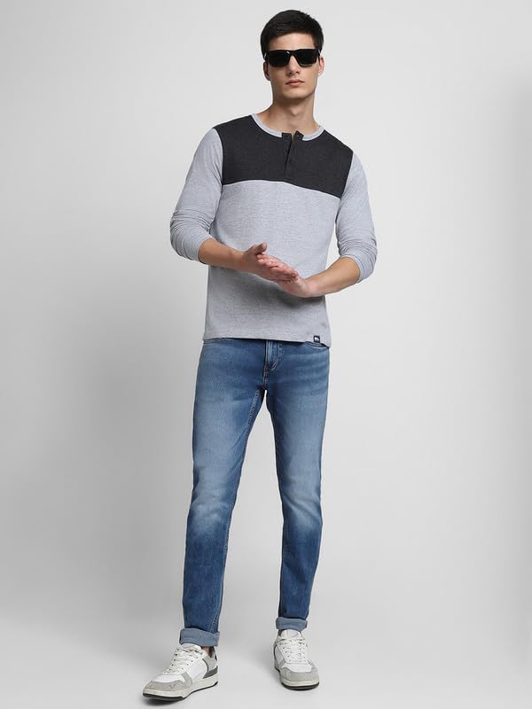 Image of Dennis Lingo Men's Cotton Henley Neck Tshirt, Regular Fit Long Sleeve