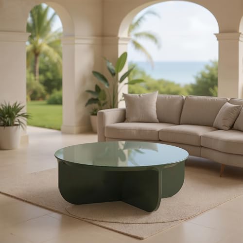 Acanva Modern Round Coffee Table, High Glossy Center Tables for