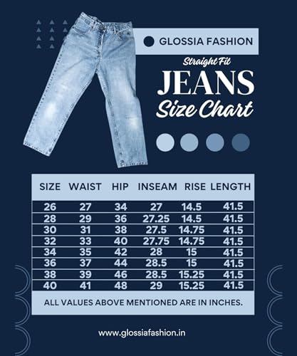 Image of Glossia Denim Baggy Jeans for Women | Stretchable High Waist Straight Fit Jeans for Women | High Rise Stretch Denim | Loose Fit Plus Size Denim (Sizes - 24 to 44) WJ71-1205-$
