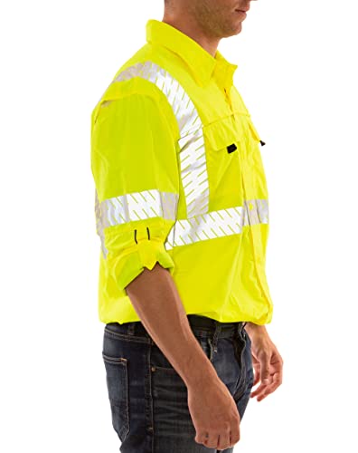 Image of Tingley Job Sight S76522 High Visibility Class 3 Sportsman Shirt, 2X, Fluorescent Yellow-Green