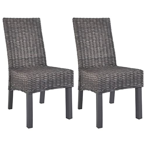 Nqyjm - Silla de cocina, sillas de comedor, juego de 2 piezas, color marrón ratán kubu y madera de caoba para comedor, dormitorio, oficina