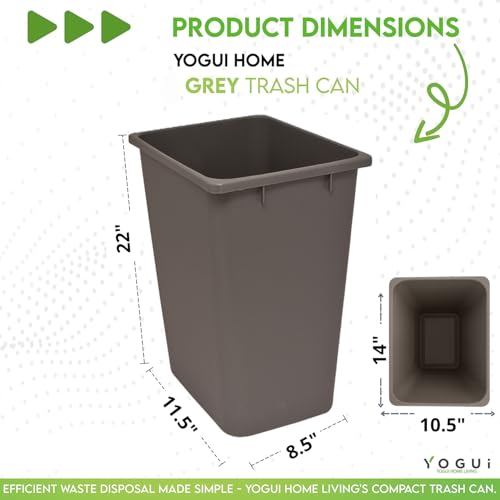 Image of Plastic Trash Can - Indoor Garbage Bin for Kitchen, Home, Office and Commercial Use - Large Waste Disposal Tub, Plastic Waste Container- 12-Gallon (50 Quart - 2 Pack, Grey)