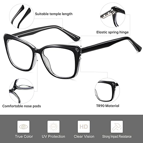 Image of EYEGUARD Blue Light Reading Glasses for Women TR90 Cat Eye Computer Eyeglasses Fashion Spring Hinge Readers
