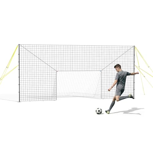 3-in-1 Soccer Goal with Rebounder & Backstop Net Soccer Training Equipment for Backyard Soccer Rebounder for Shooting Passing & Ball Control Kids & Youth (Standard)