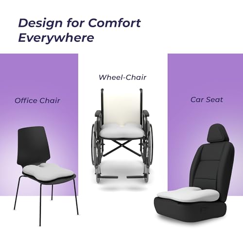 Image of Billebon Ultimate Car Wedge Seat Cushion | Premium Memory Foam Cushion with Coccyx Tailbone Cutout | Helps Relieve Hip| Tailbone & Lower Back Pain | Supports Weight Up to 100 kg - Grey (Pack of 2)