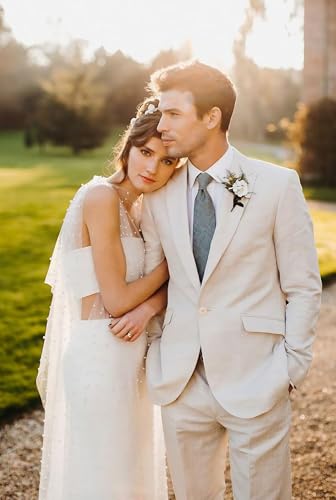 Mens Linen Suit Slim Fit Linen Suit for Men Groom Beach Wedding One Button Mens Suits Jacket Pant 2 Piece Set4