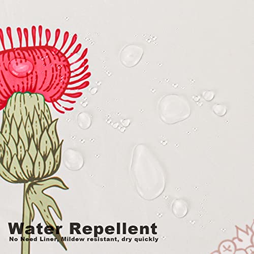 Bivinar Vintage Floral Shower Curtain 72 X 72 Inch，Floral Botanical Shower Curtain For Bathroom Decor, Wildflower Herb Shower Curtain With 12 Hooks #TOP4