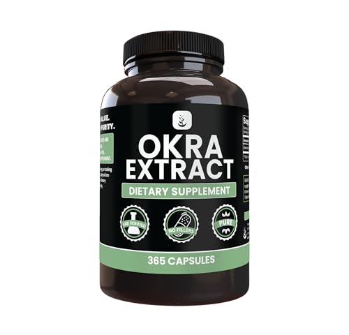 PURE ORIGINAL INGREDIENTS Okra Extract (365 Capsules) No Magnesium Or Rice Fillers Always Pure Lab Verified