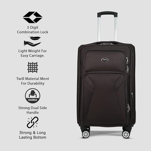 Image of Bite 2-Piece Softside Trolley Luggage Set | 5 Years Warrant | 360 Spinner Wheels, Telescopic Handle, Front Pockets, Twill Fabric, Travel Bag, 5 Years Warranty