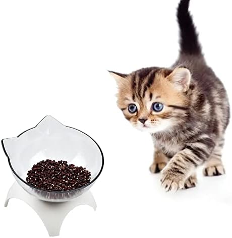 Cat Bowls 15° Tilted Platform Feeder Raised Feeding Bowl with 4 Stands for Pet Food Water