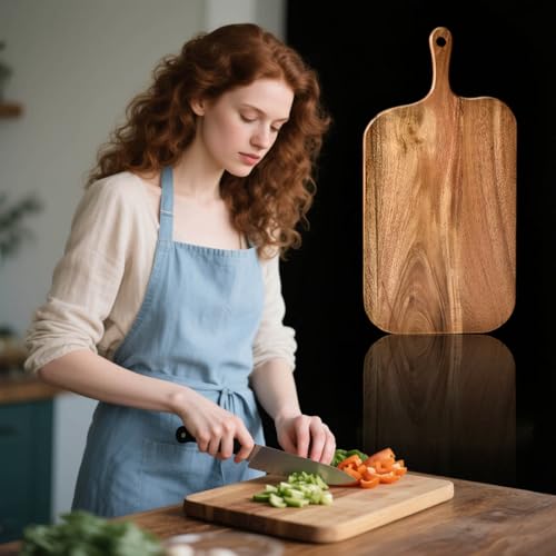 Tabla de cortar madera con mango, pequeña, para charcutería, tabla decorativa para cocina miniatura 2