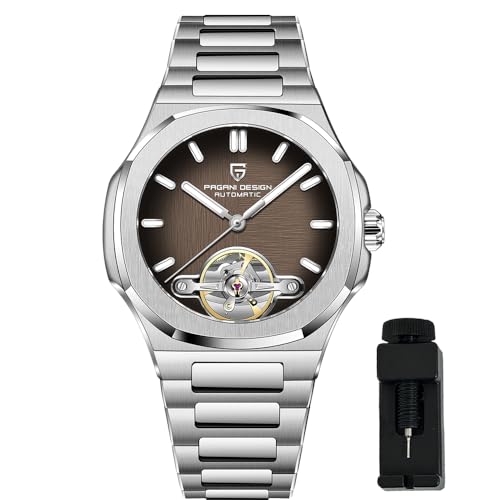 Image of RollsTimi Pagani Design Men's Watch, PD-YS025, Men's Automatic, Skeleton Tourbillon, Business Mechanical Movement, Sporty Sapphire Lens, Stainless Steel Bracelet, 42 mm Case