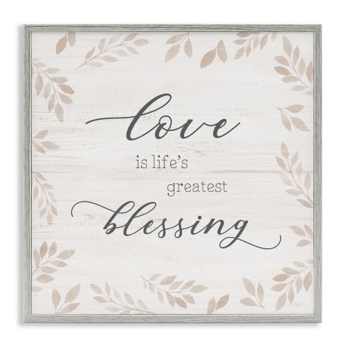 Love Is Greatest Blessing Floral Phrase, 24 x 24 Inch Framed Giclée Print