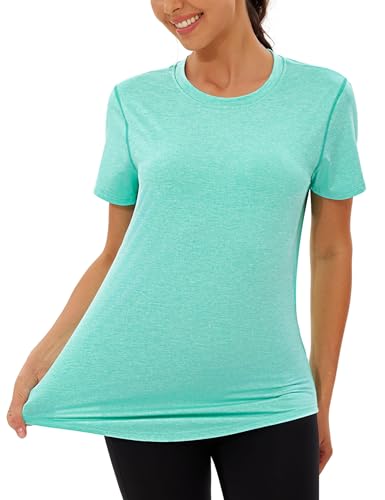 Wayleb Camiseta Deportivo Mujer Camiseta de Manga Corta Camiseta de Secado Rápido Camisetas de Malla Mujer Yoga Fitness Top Ropa Deportiva
