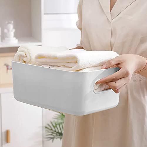 Doafoce Set of 4 Plastic Storage Baskets,Multiple Colour Plastic Storage Boxes Stackable storage box with handle for Cupboards Organiser Kitchen Cupboard Storage.