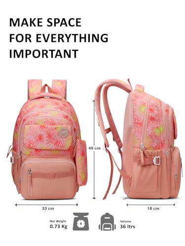 Image of Lavie Sport Sunset Laptop Backpack | 36 Liters | Fits Upto 16 Inch | Laptop Compatiable | Rain Cover