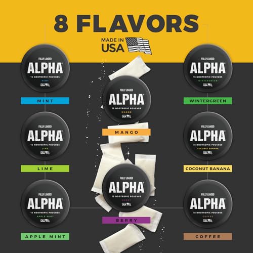Image of Fully Loaded Alpha Nootropic Pouches (Apple Mint) - 5 Cans - 15 Pouches per can - Effective Nootropic Delivery, Nic Pouch Replacement - Faster Absorption, Alpha GPC, L-Tyrosine, GABA