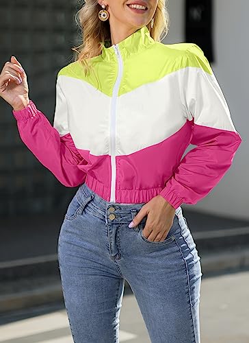 Women’s Lightweight Windbreaker Sport Jacket Zip Up Color Block Coat Casual Long Sleeve Jogging Outerwear4