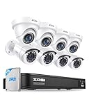 ZOSI 720p HD-TVI 8 Channel Security Camera System,1080N Surveillance DVR Recorder with Hard Drive 1TB and (8) HD 1280TVL Outdoor/Indoor Weatherproof CCTV Cameras,Remote Access and Motion Detection