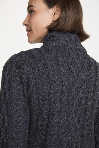 Image of Zippered Wool Cardigan with Full Neck by Aran Woollen Mills