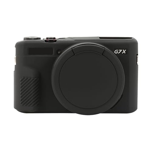 Canon PowerShot G7 X Mark II / G7X2 カメラケース、シリコーンゴムカメラハウジング保護カバーケース Canon PowerShot G7 X Mark II / G7X2 レンズカバー付き(ブラック)