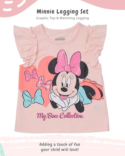 Image of Disney Minnie Mouse Toddler Girls Outfit, 2-Piece Ruffle Sleeve On Top T-Shirt and Stretchy Leggings Set