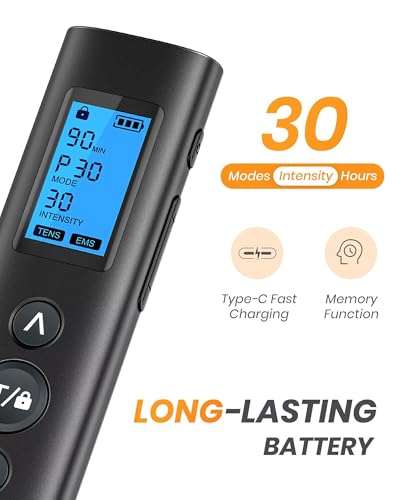 AVCOO 30 Modes TENS EMS Unit Muscle Stimulator for Pain Relief, 12 Pcs Pads