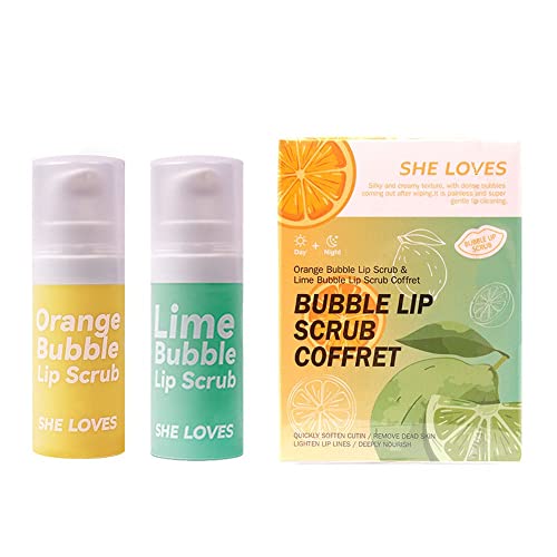 Lip Scrub, Bubble Lip Scrub Exfoliator &amp; Moisturizer Gentle Exfoliation Lip Care Products for Chapped Dry and Flaky Lips Treatment, Lip Care Set