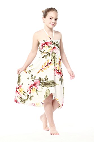 Girl Hawaiian Halter Dress in Cream Rafelsia3