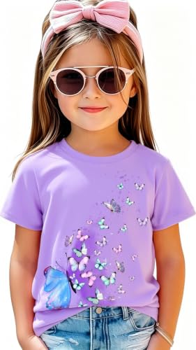 Image of Funnycokid Little Girls T Shirt for Toddler 3-7 Years Kids Tee Graphic Short Sleeve Clothes Tops