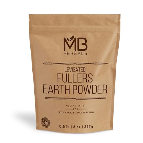MB Herbals Fullers Earth Powder 8 oz | 227 Gram | Multani Mitti | Fuller's Earth | Pure Bentonite Clay for Face Pack | No Fragrance | No Preservative