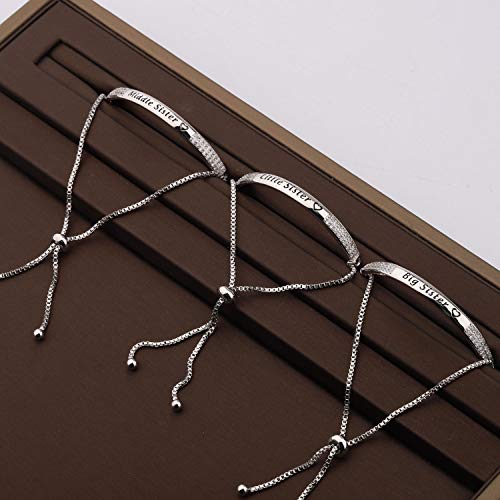 Chooro Best Friend Jewelry Big Sister Middle Sister Little Sister Bracelet Set Sisters Rhinestone Bracelet Wedding Gifts For Sisters Bestie (Sister Set Of 3 Br S) #TOP2