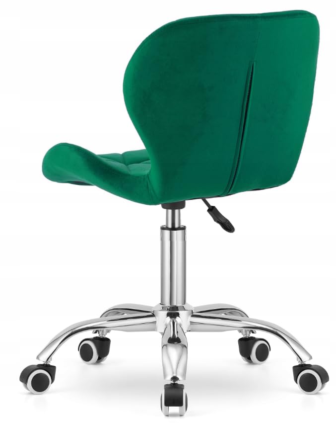 BDW Chaise de Bureau avec revêtement en Velours, Largeur d'assise 46,5cm, Pieds métalliques, réglable en Hauteur Chaise pivotante, pour Bureau, Salon, Chambre à Coucher, Vert