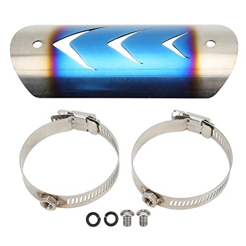Image of Heat Shields Pipe Shield, Exhaust Muffler Pipe Protector Stainless Steel Heat Shield Cover Universal for Motorcycle(Toasted blue)