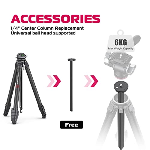 Image of ULANZI Zero F38 Professional Camera Tripod, 62.6 inch Lightweight Carbon Fiber Camera Tripod with Quick Release 1 /4 inch Screw & 360 Ballhead, for Most Cameras /DSLR /Projector, Weight 2.4lbs, Maxload 39.6lbs