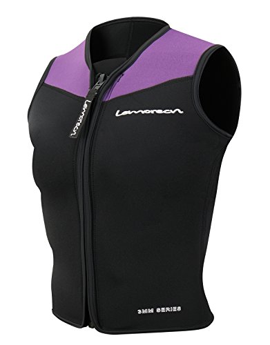 Lemorecn Wetsuits Top Premium Neoprene 3mm Zipper Diving Vest (2095purple14)
