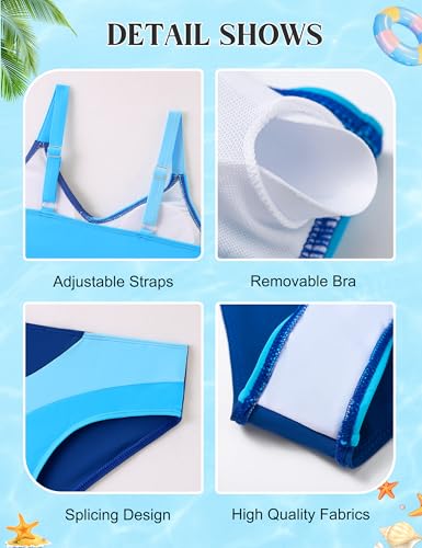 Image of Girls Swimsuits Bikini Set Color Block Criss Cross V Neck Teen Girl Swimsuit Two Piece Cut Bathing Suit