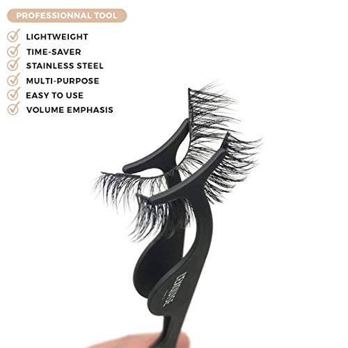 Professional Magnetic False Eyelashe Extension Applicator | Fake Lash Remover (Black) Tweezer Nipper Multifunction Stainless Steel Auxiliary Clip | Fake Lash Application And Removal Beauty Makeup Tool #TOP2